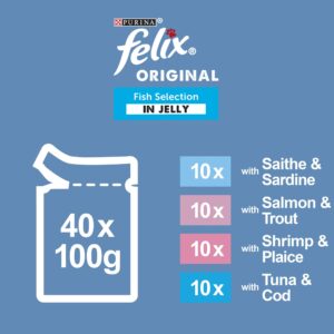 Felix Mixed Selection In Jelly Cat Food, 100 g (Pack of 40)