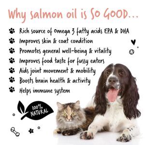 Bugalugs Scottish Salmon Oil For Dogs & Cats, Supplement Supports Dog Skin And Coat, Itchy Skin & A Moulting Dog, Omega 3 Fish Oil Perfect For Grooming & Dog Food (500ml)