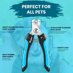 Candure Dog Nail Clippers for Large, Medium and Small Breed Professional Pet Nail Clipper Suitable for Cats, Rabbits and Guinea Pigs With Safety Lock and Protective Guard to Avoid Over Cutting (6")