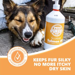 Pets Purest Scottish Salmon Oil For Dogs, Cats, Horse, Ferret - Pure Omega 3, 6 & 9 Fish Oil Food Treats Supplement for Natural Coat, Immune Support, Itchy Skin, Joint & Brain Health (500ml)