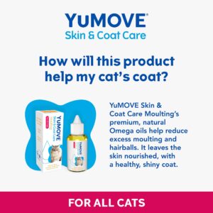 YuMOVE Skin & Coat Care Moulting for All Cats |Previously YuDERM Moulting Cat | Coat and Skin Supplement for Cats with Dry or Dull Coats | 50ml | Packaging may vary