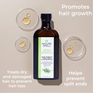 Nature Spell Rosemary Oil for Hair & Skin 150 ml – Rosemary Oil for Hair Growth – Treat Dry Damaged Hair to Target Hair Loss – Made in The UK