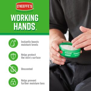 O’Keeffe’s Working Hands, 96g Jar - Hand Cream for Extremely Dry, Cracked Hands | Instantly Boosts Moisture Levels, Creates a Protective Layer & Prevents Moisture Loss